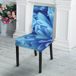 Blue Chrysanthemum Flower Print Dining Chair Slipcover