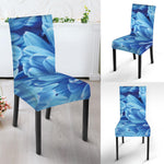 Blue Chrysanthemum Flower Print Dining Chair Slipcover