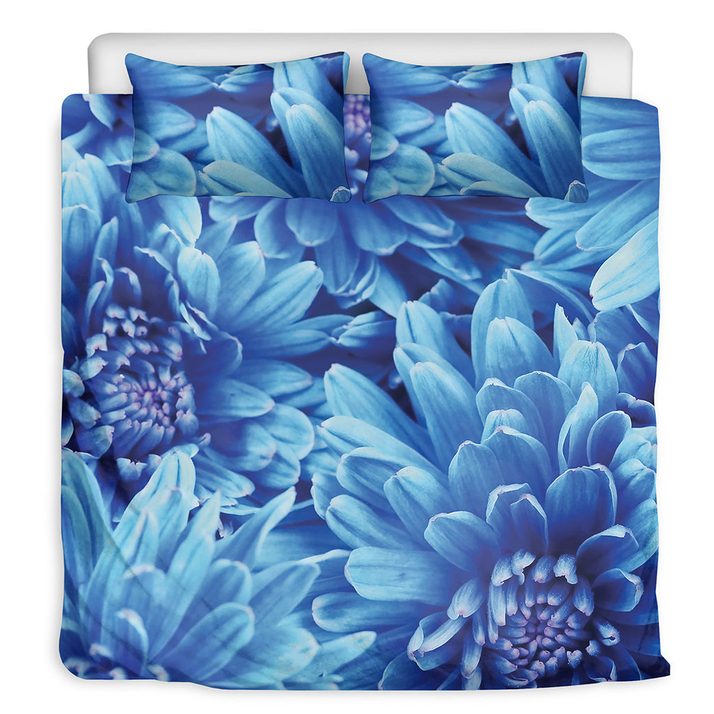 Blue Chrysanthemum Flower Print Duvet Cover Bedding Set