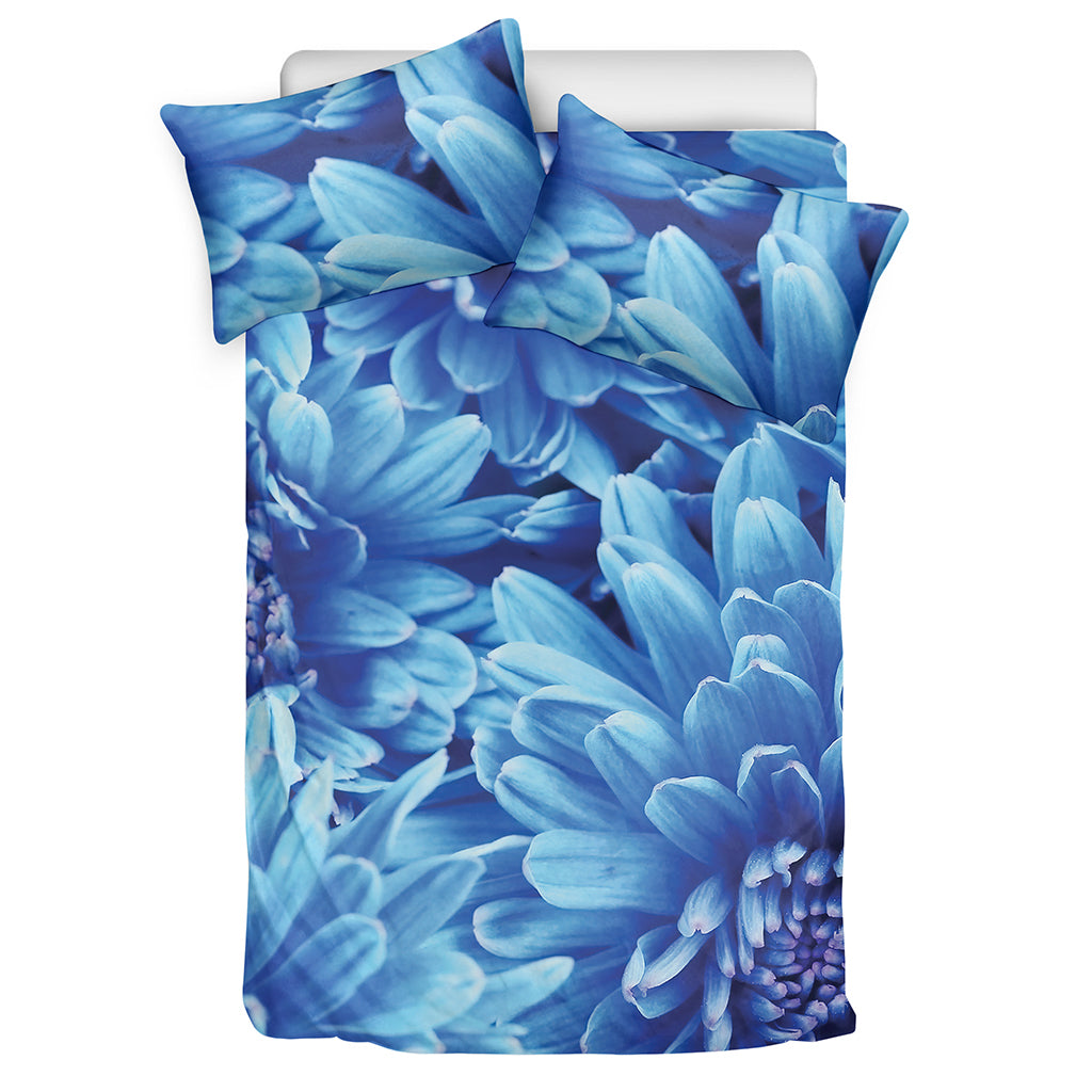 Blue Chrysanthemum Flower Print Duvet Cover Bedding Set