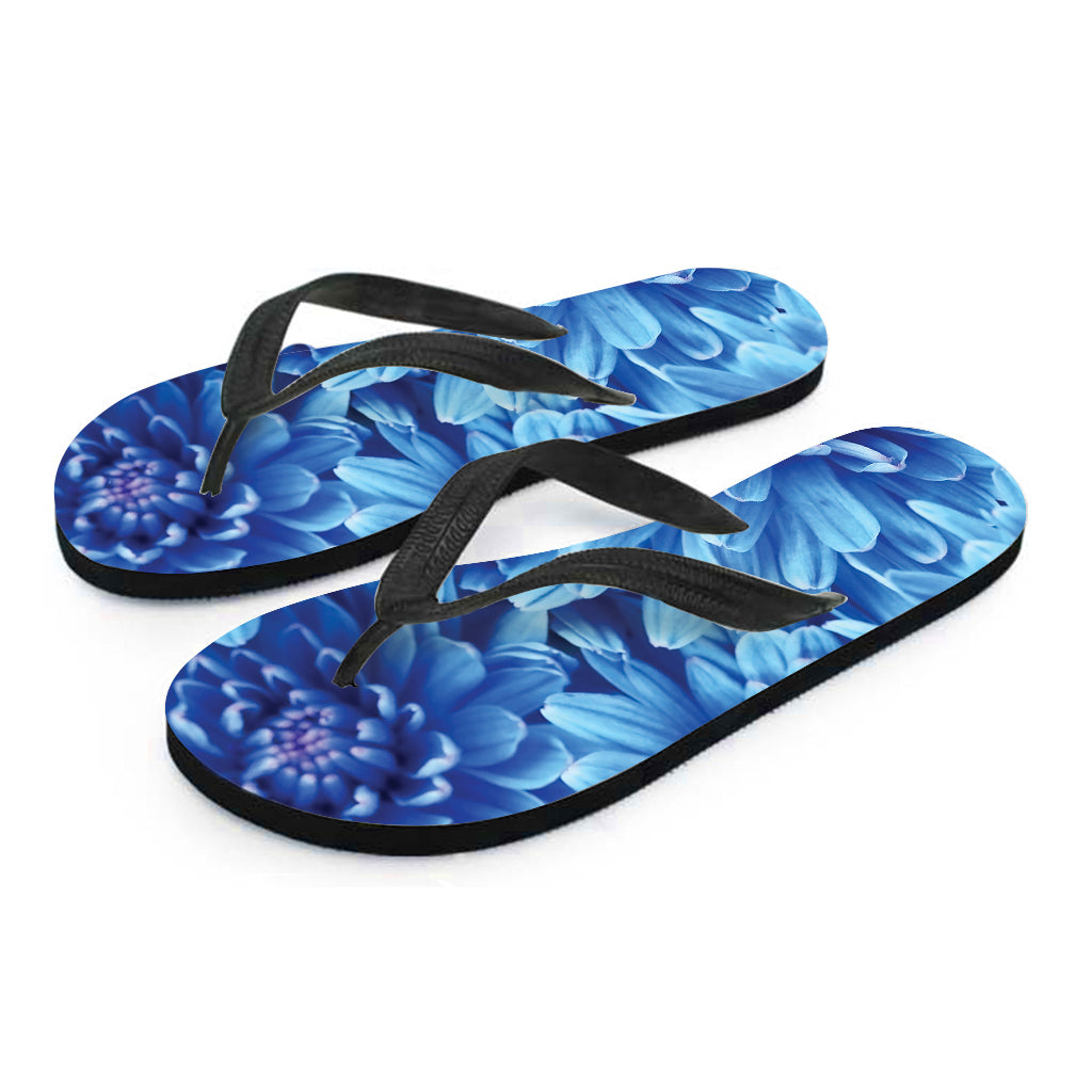 Blue Chrysanthemum Flower Print Flip Flops