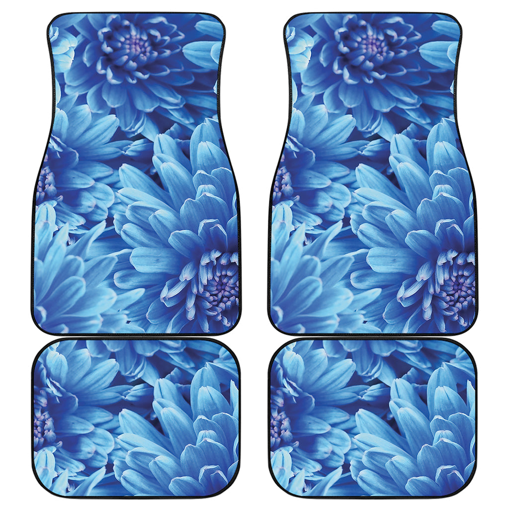 Blue Chrysanthemum Flower Print Front and Back Car Floor Mats