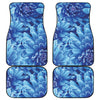 Blue Chrysanthemum Flower Print Front and Back Car Floor Mats