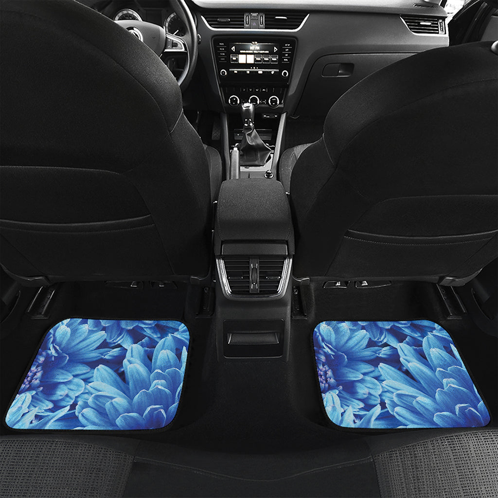 Blue Chrysanthemum Flower Print Front and Back Car Floor Mats