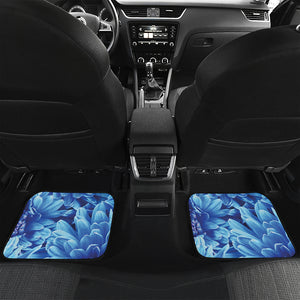 Blue Chrysanthemum Flower Print Front and Back Car Floor Mats