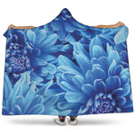 Blue Chrysanthemum Flower Print Hooded Blanket