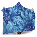 Blue Chrysanthemum Flower Print Hooded Blanket