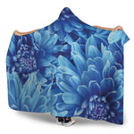 Blue Chrysanthemum Flower Print Hooded Blanket