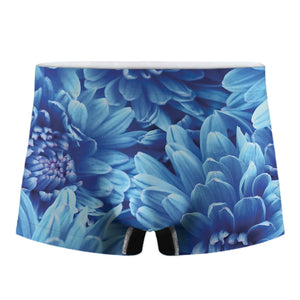 Blue Chrysanthemum Flower Print Men's Boxer Briefs