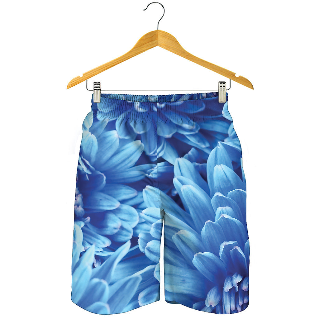 Blue Chrysanthemum Flower Print Men's Shorts