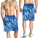 Blue Chrysanthemum Flower Print Men's Shorts