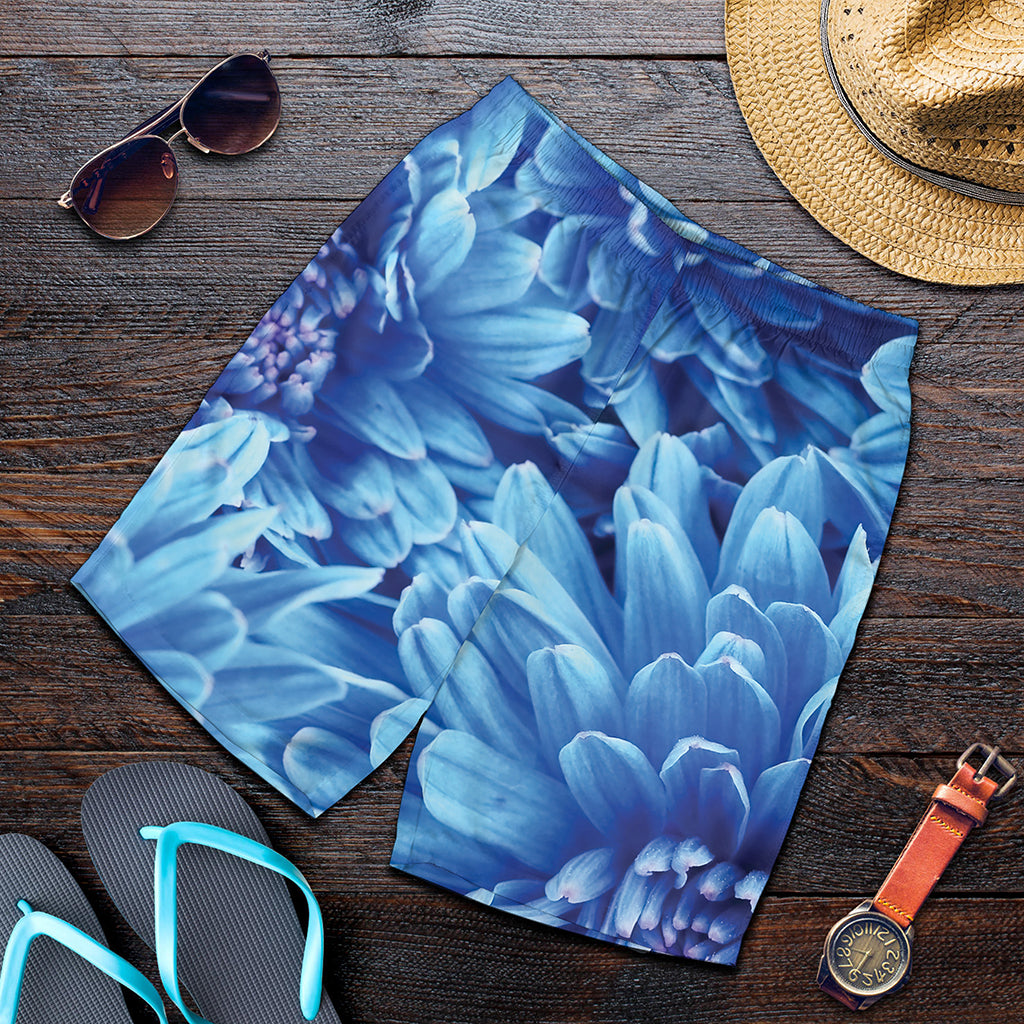 Blue Chrysanthemum Flower Print Men's Shorts