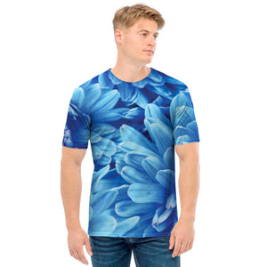 Blue Chrysanthemum Flower Print Men's T-Shirt