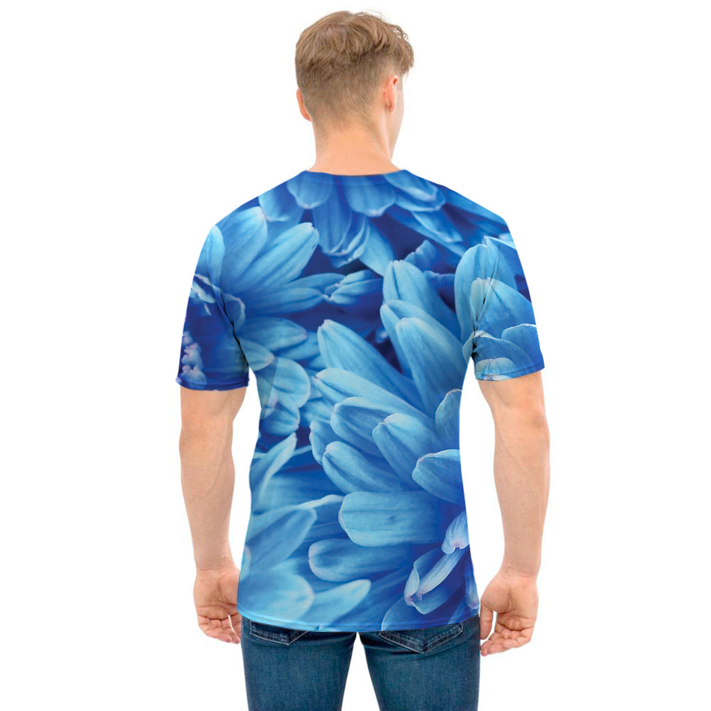 Blue Chrysanthemum Flower Print Men's T-Shirt