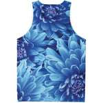 Blue Chrysanthemum Flower Print Men's Tank Top