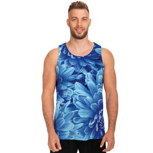 Blue Chrysanthemum Flower Print Men's Tank Top