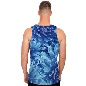 Blue Chrysanthemum Flower Print Men's Tank Top