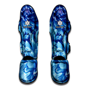 Blue Chrysanthemum Flower Print Muay Thai Shin Guard