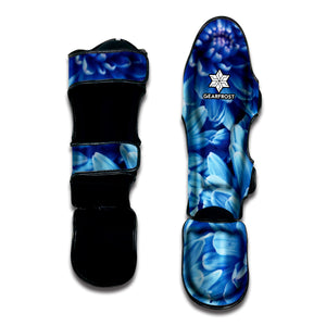 Blue Chrysanthemum Flower Print Muay Thai Shin Guard