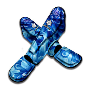 Blue Chrysanthemum Flower Print Muay Thai Shin Guard