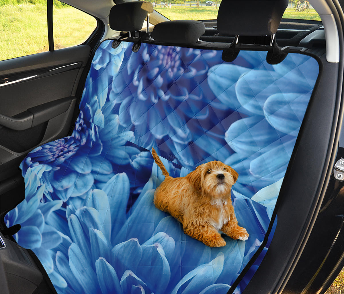 Blue Chrysanthemum Flower Print Pet Car Back Seat Cover