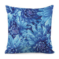 Blue Chrysanthemum Flower Print Pillow Cover