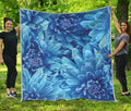 Blue Chrysanthemum Flower Print Quilt