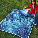 Blue Chrysanthemum Flower Print Quilt