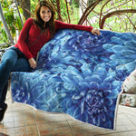 Blue Chrysanthemum Flower Print Quilt