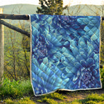 Blue Chrysanthemum Flower Print Quilt