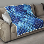 Blue Chrysanthemum Flower Print Quilt