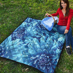 Blue Chrysanthemum Flower Print Quilt