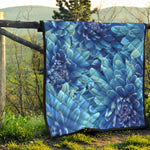 Blue Chrysanthemum Flower Print Quilt