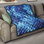 Blue Chrysanthemum Flower Print Quilt