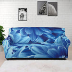 Blue Chrysanthemum Flower Print Sofa Cover