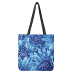 Blue Chrysanthemum Flower Print Tote Bag
