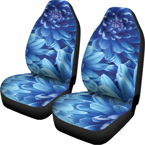 Blue Chrysanthemum Flower Print Universal Fit Car Seat Covers