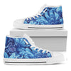 Blue Chrysanthemum Flower Print White High Top Shoes