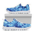 Blue Chrysanthemum Flower Print White Running Shoes
