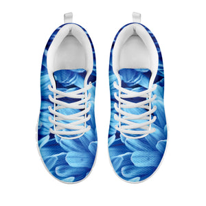 Blue Chrysanthemum Flower Print White Sneakers