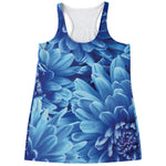 Blue Chrysanthemum Flower Print Women's Racerback Tank Top