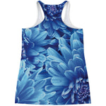 Blue Chrysanthemum Flower Print Women's Racerback Tank Top