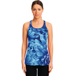 Blue Chrysanthemum Flower Print Women's Racerback Tank Top