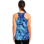 Blue Chrysanthemum Flower Print Women's Racerback Tank Top