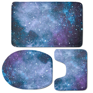 Blue Cloud Starfield Galaxy Space Print 3 Piece Bath Mat Set