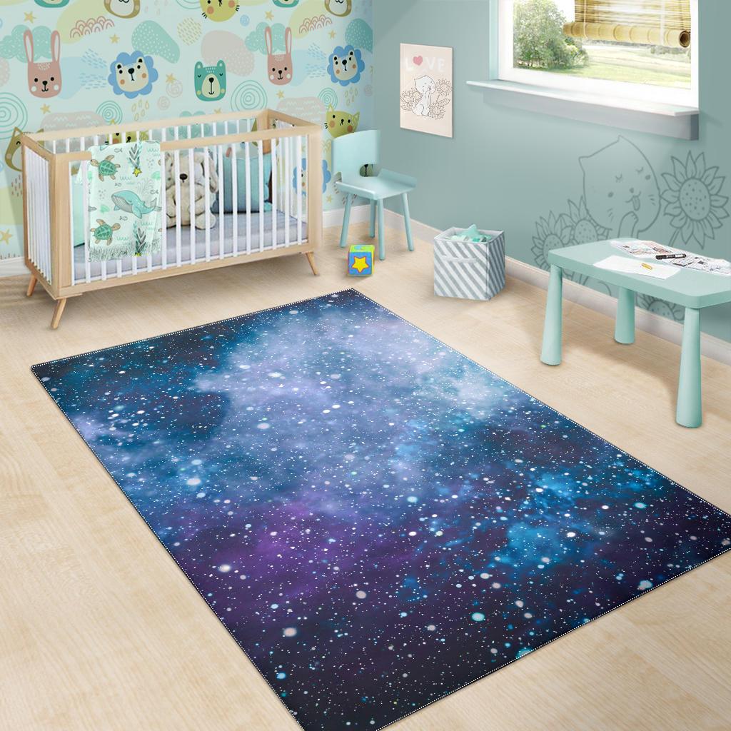 Blue Cloud Starfield Galaxy Space Print Area Rug GearFrost