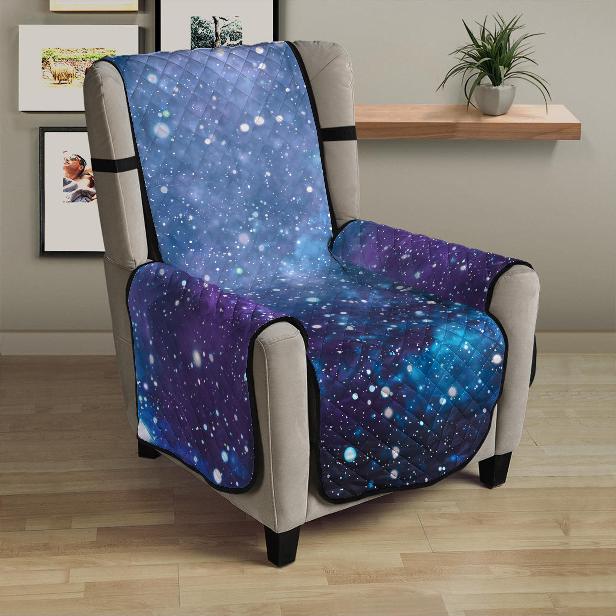 Blue Cloud Starfield Galaxy Space Print Armchair Protector