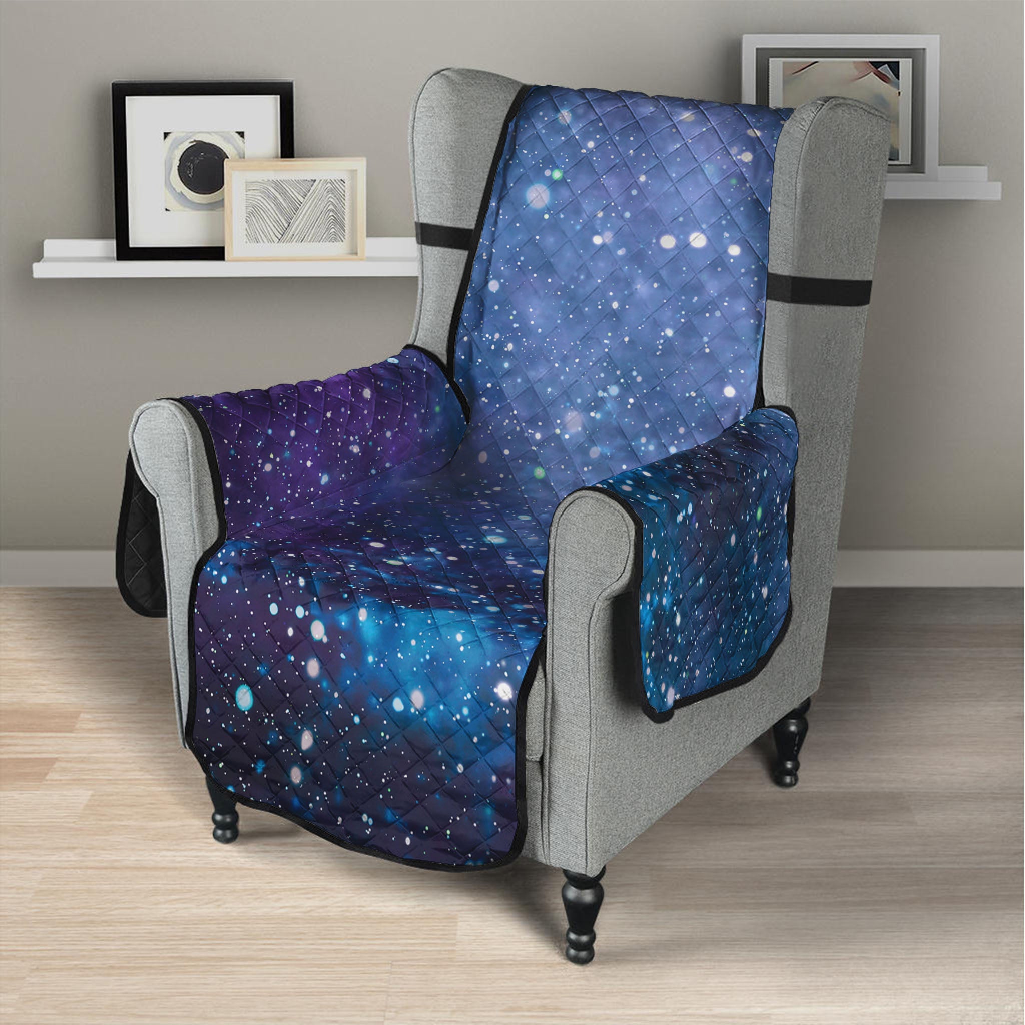 Blue Cloud Starfield Galaxy Space Print Armchair Protector