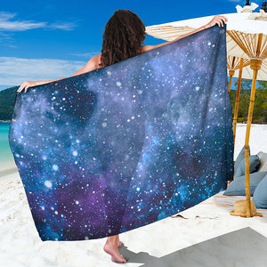 Blue Cloud Starfield Galaxy Space Print Beach Sarong Wrap