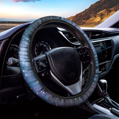 Blue Cloud Starfield Galaxy Space Print Car Steering Wheel Cover